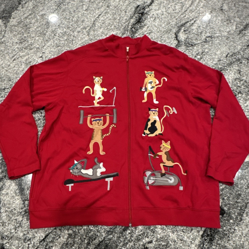 Vintage 90's Bechamel Zip-up‎ Jacket-Aerobic Cats xLarge #566